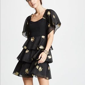 NWT ENDLESS ROSE METALLIC EMBROIDERED TIERED DRESS, SIZE SMALL